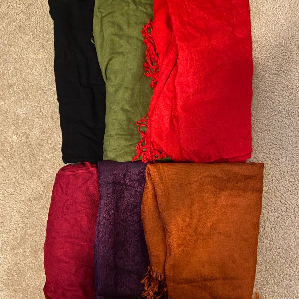 Set of 6 Pashminas (various colors)